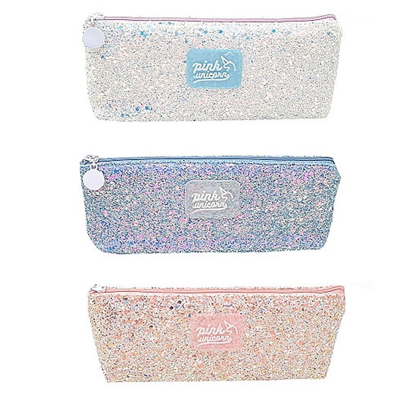Penar scolar, borseta cu paiete si glitter, diverse culori, 20x8x3,5 cm - imagine 4